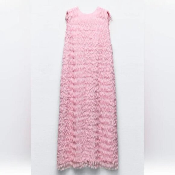 ZARA FRINGED MIDI DRESS - Picture 6 of 10